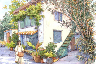 歐陽(yáng)貝鋼筆淡彩街屋場(chǎng)景班2024