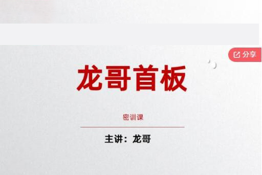 飛龍游資團(tuán)龍哥首板密訓(xùn)課（2024新版）