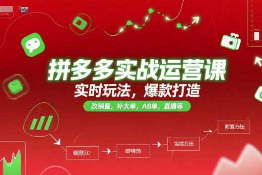 推易電商拼多多實(shí)戰(zhàn)運(yùn)營課，實(shí)時(shí)玩法，爆款打造，改銷量，補(bǔ)大單，AB單，直播等（更新2025月）