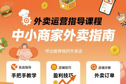 六六外賣運(yùn)營指導(dǎo)課程，中小商家外賣指南，手把手帶出能掙錢的外賣店
