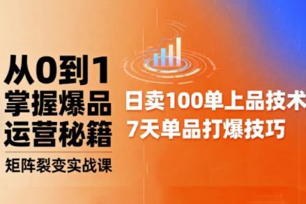 抖音小店爆品打造與矩陣裂變實(shí)戰(zhàn)課，從0到1掌握爆品運(yùn)營(yíng)秘籍